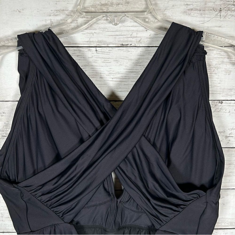 Anthropologie Zinnia Padded Plunge One Piece Swimsuit Sleeveless Black Size 2X - Picture 6 of 10